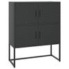 loibinfen Metal Sideboard Highboard Storage Cabinet with 4 Doors and Shelves, Steel Storage Cabinet for Living Room,Home,Hotel,Office,Garage, Black 31.5"x13.8"x39.4" Steel view 2