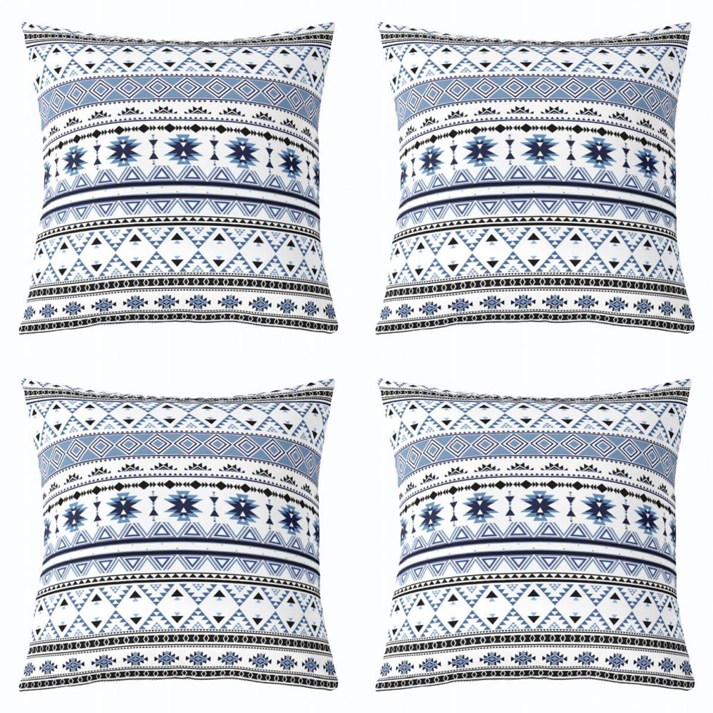Erosebridal Pack of 4 Bohemian Cushion Covers Set 16x16 Boho Throw Pillow Covers Tribal Arrow Aztec Pillow Covers for Kids Child Exotic Tribe Triangleative Pillow Covers Nordic Mexican Navy Blue