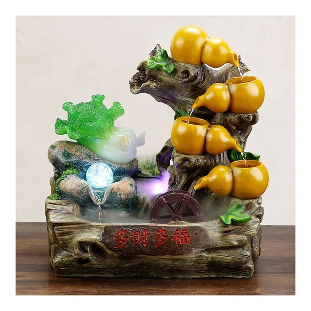 SUNESA Tabletop Fountains Creative Indoor Table-Top Water Fountain Resin Waterfall Fountain Jade Cabbage and Gourd Combination - Office Home Bedroom Decor Desktop Fountain