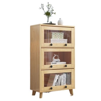 KIRANDY Solid Wood Bookcase with Glass Door, Simple Shelf Children's Bookshelf for Living Room, Bedroom (Color : 60x30x124cm with Legs)