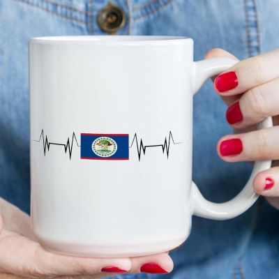 Belize Coffee Cups Belize Flag Coffee Mug Belize Heartbeat Mug 15oz Patriotic National Flag Tea Cup Ceramic Mug Country City Souvenir Gift for Best Friend Mom Dad Sister Teacher