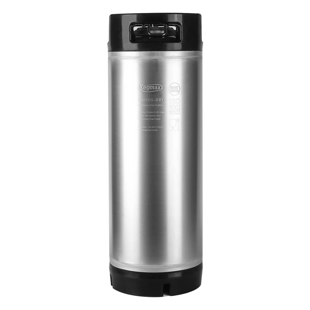 TMCRAFT New 5 Gallon Ball Lock Keg, Stainless Steel Beer Keg with Dual Rubber Handle for Home Brew