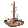 CAMLOT 4 Tiers Wooden Key Holder with Tray,Wood Decorative Organizer in Entryway for Keys, Wallet and Small Stuff, Jewelry Hanging Stand Display on Dresser (Walnut) (4 Tiers) view 1
