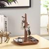 CAMLOT 4 Tiers Wooden Key Holder with Tray,Wood Decorative Organizer in Entryway for Keys, Wallet and Small Stuff, Jewelry Hanging Stand Display on Dresser (Walnut) (4 Tiers) view 4