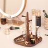 CAMLOT 3 Tiers Wooden Key Holder with Tray,Wood Decorative Organizer in Entryway for Keys, Wallet and Small Stuff, Jewelry Hanging Stand Display on Dresser (Walnut) (3 Tiers) view 4