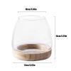 ZWMBYN Glass Fish Bowl Vase with Detachable Wood Base, Betta Fish Tank Clear Glass Round Bubble Bowl Flower Vase, Hydroponic Plant Terrarium Aquarium Goldfish Bowl for Centerpieces Home Office Decor view 2