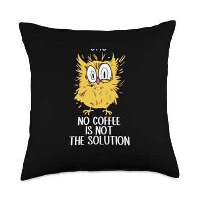 Coffee Espresso Coffee Lovers Owl Saying Men Women Throw Pillow
