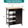 LOKO Kitchen Island with Storage, Rolling Kitchen Cart with Towel Rack, Storage Drawer, and 3-Tier Open Shelves, Kitchen Island on Wheels with Rubber Wood Top, 34.5 x 18.5 x 36.5 Inches (Espresso) view 4