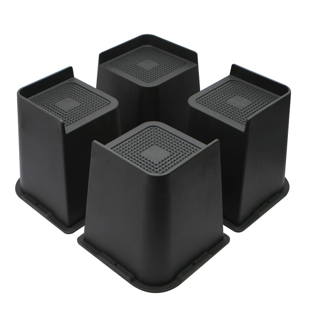 MYMULIKE Bed Risers 6 inch, Oversized Furniture Risers, Heavy-Duty Support Up to 6000 Lbs, Lift 6 inch for Couch, Sofa, Table,Chair (Black 4 Pack, 6 inch)
