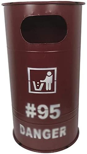 JYDQM Trash Can Decorative Waste Basket Industrial Style Trash Can Iron Art Retro Style Trash Can Creative Bar Cafe Decorative Trash Can Size: 40 21 71CM Trash Can (Color : Red)