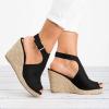 Wedge Sandals for Women, Women's Platform Sandals Buckle Ankle Strap Open Toe Espadrilles Wedge Heels Sandals Wedge Shoes Casual Summer Beach Sandals (A/Black, 9.5) view 3
