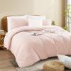 NEXHOME PRO Duvet Cover Set 100% Washed Cotton Full Size Linen Feel Textured Organic Natural 3 Pieces Bedding Set Greyish Light Pink with Zipper Closure and Corner Ties, Breathable(No Comforter) view 4