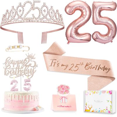 Awfrky 25th Birthday Decorations for Her Women
