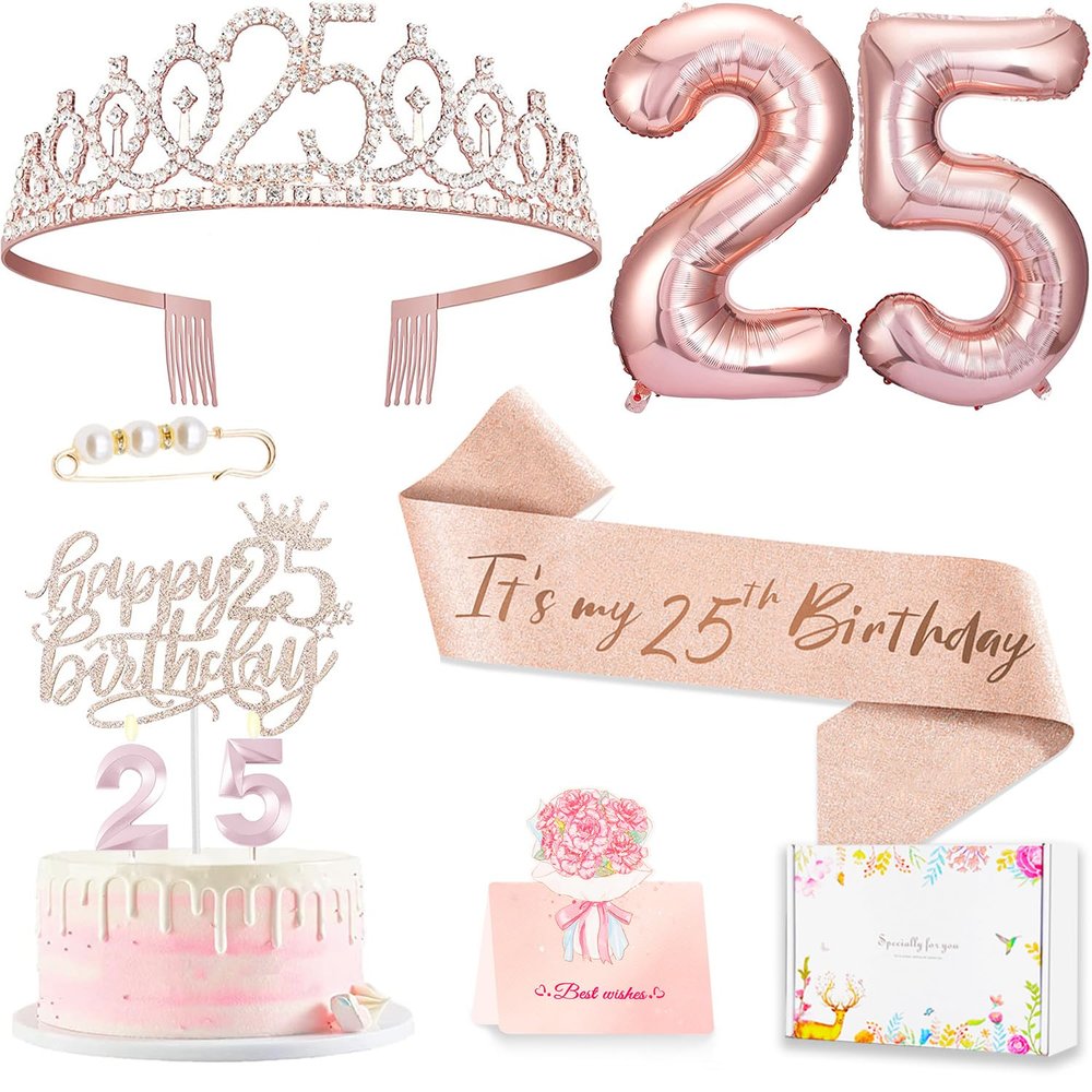 Awfrky 25th Birthday Decorations for Her Women