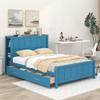 Hlcodca Modern Full Size Platform Bed, Multifunctional Wood Bed Frame with Four Under-Bed Drawers and Storage Shelves,No Box Spring Required (Blue/Storage Shelve) view 1