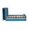 Hlcodca Modern Full Size Platform Bed, Multifunctional Wood Bed Frame with Four Under-Bed Drawers and Storage Shelves,No Box Spring Required (Blue/Storage Shelve) view 4