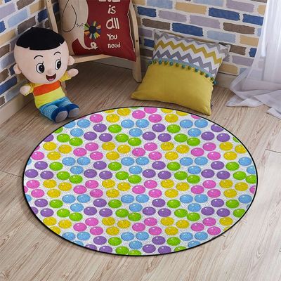 Abstract Non-Slip Area Rug Small Accent Distressed Throw Rugs Floor Carpet for Door Mat Entryway Bedrooms Laundry Room Decor Modern Circular Shaped Buttons,Multicolor Diameter 39.3 in