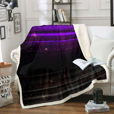 Erosebridal Purple Geometric Stars Twin Size Modern Heavyweight Microfiber Twin Blanket Gradient Galaxy Stars Throw Blanket for Home, Outdoors, Camping