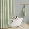 BTTN Stall Fabric Shower Curtain - 54 x 78 Inches Boho Linen Heavy Duty Tassel Shower Curtain Set with 10 Hooks, Narrow Rustic Modern Farmhouse Bohemian Thick Shower Curtains for Bathroom - Sage Green view 1