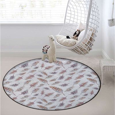 Birds Animals Room Round Chair Mat for Carpeted Floor Anti-Slip Floor Protector Gaming Computer Chair Mat for Office Gaming Indie Feathers Colorful Style,Turquoise Pink Diameter 39.3 in