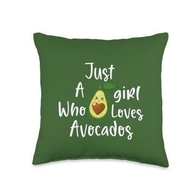 Avocado Surrounded By Words This Girl Loves Avocados Throw Pillow