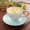 DECRZPB Handmade Ceramic Coffee Mug Cup and Saucer Set Green Pottery Coffee Tea Cup and Saucer Set Plate Oat Milk Mug Wedding Gift view 3
