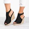 Wedge Sandals for Women, Women's Platform Sandals Buckle Ankle Strap Open Toe Espadrilles Wedge Heels Sandals Wedge Shoes Casual Summer Beach Sandals (A/Black, 8) view 2