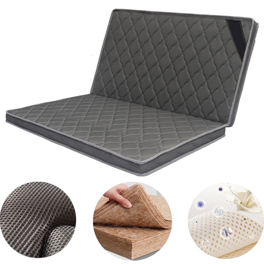 LZTENRETO Firm Coir Mattress, 3E Coconut Coir Mattress Pad, Quiet Coconut Palm Mattress, Thick Coir Mattress Pad in 6cm,9cm,11cm, Foldable (Black-A,180x200x6cm(71"x79"x2.4"))