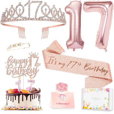 Awfrky 17th Birthday Decorations for Girls