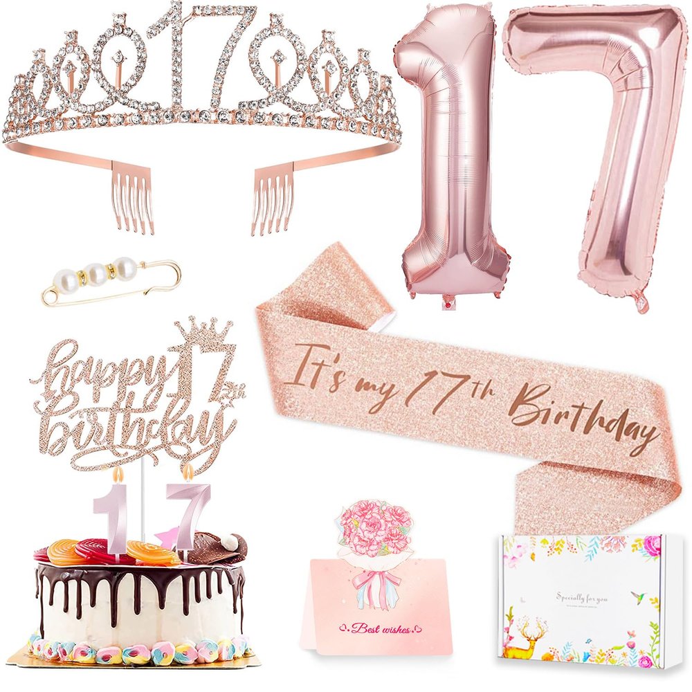 Awfrky 17th Birthday Decorations for Girls