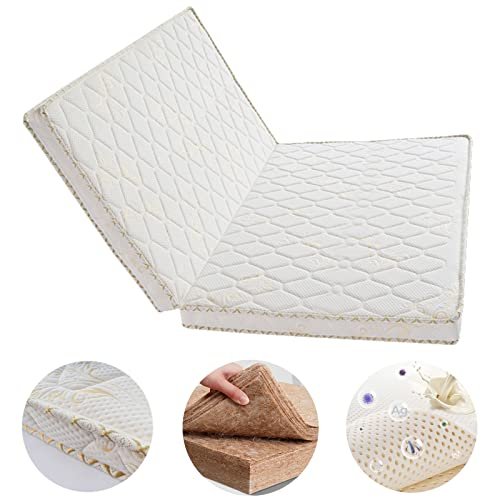 LZTENRETO Firm Coir Mattress, 3E Coconut Coir Mattress Pad, Quiet Coconut Palm Mattress, Thick Coir Mattress Pad in 6cm,9cm,11cm, Foldable (White-A,Full 3.5")