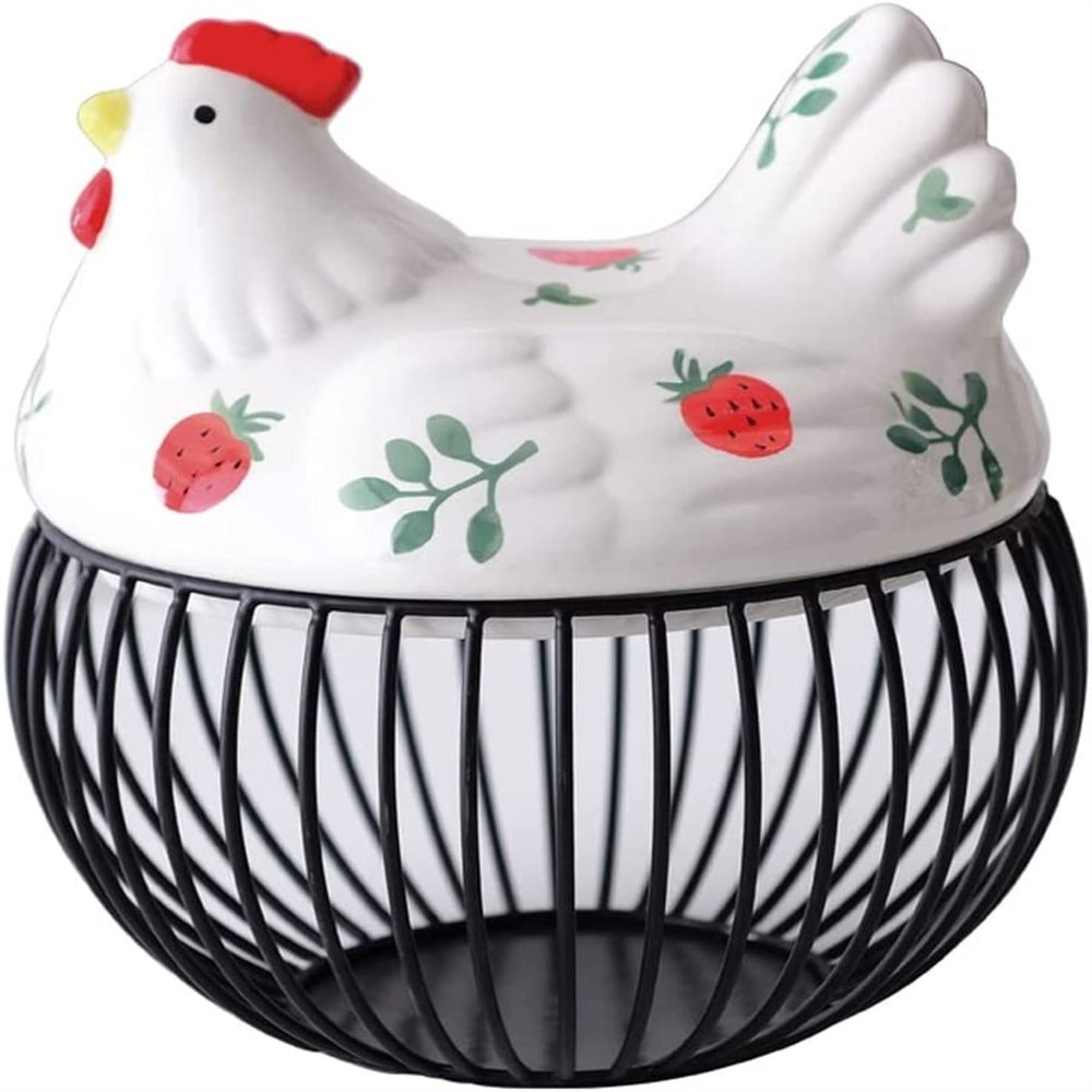 TATSEN Storage Box Kitchen Ceramic Hen Decorative Accessories Iron Egg Basket Fruit Garlic Potato Sundries