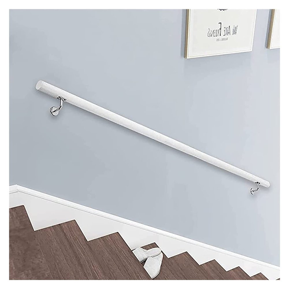 ALDEPO Grab Bars White Wooden Stair Handrails with Fittings, 3M/3.6M/2M/1.2M/3.3M Wall Mounted Auxiliary Grab Bar, Anti-Slip Grab Bar/Kids/4M (Color : 2m)