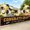37Pcs Graduation Banner Balloon Decorations Class of 2025, Congrats Grad Banner Yard Outdoor Decorations, Graduation Balloons Banner Set for High School College Graduation Party Supplies, Black & Gold view 1