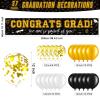 37Pcs Graduation Banner Balloon Decorations Class of 2025, Congrats Grad Banner Yard Outdoor Decorations, Graduation Balloons Banner Set for High School College Graduation Party Supplies, Black & Gold view 2