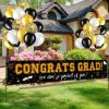 37Pcs Graduation Banner Balloon Decorations Class of 2025, Congrats Grad Banner Yard Outdoor Decorations, Graduation Balloons Banner Set for High School College Graduation Party Supplies, Black & Gold view 4
