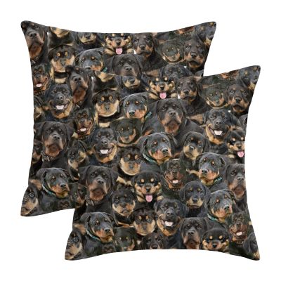 2 Piece Rottweiler Throw Pillow Cover Cushion Covers, Funny Dogs Face Print Pillow Cases, Cute Puppy Pillowcase, Gift for Rottweiler Lover/Pet Dog Mom/Dog Hunter