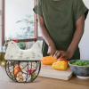 TATSEN Metal Wire Basket with Ceramic Hens Cover Fruit Egg Holder Decorative Kitchen Storage Baskets view 4