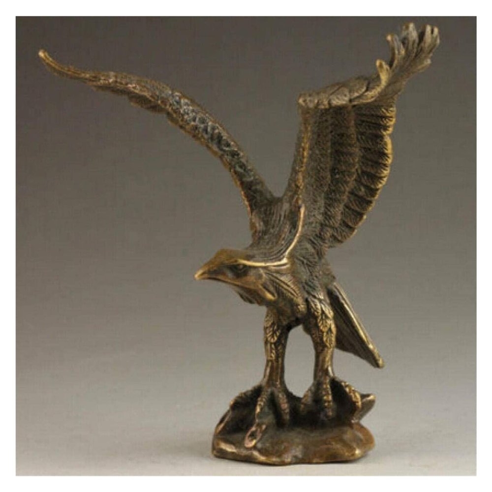 ALDEPO Sculpture Tabletop Copper Mini Statue Retro Desk Statues A Copper Hand Art Artwork Sculpture Home Furnishing Brass Crafts Elaborate Collectable Handmade Old Vivid Eagle Statu