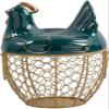 TATSEN Egg Storage Basket Metal Wire Fruit Basket with Chicken Shape Lid Ceramic Egg Holder Storage Holds 30 Eggs view 1