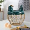 TATSEN Egg Storage Basket Metal Wire Fruit Basket with Chicken Shape Lid Ceramic Egg Holder Storage Holds 30 Eggs view 3