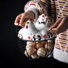 TATSEN Iron Egg Storage Basket Snack Fruit Creative Collection Ceramic Hen Ornaments Decoration Kitchen Accessories view 4