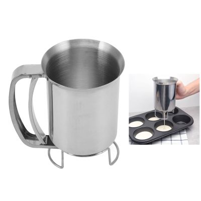 900ML Stainless Steel Batter Separator, Pancake Batter Dispenser Waffles Cupcake Batter Dispenser Maker Manual Cooking Crepes Funnel Dispenser Kitchen Baking Tool for Cake4.1x6.4in