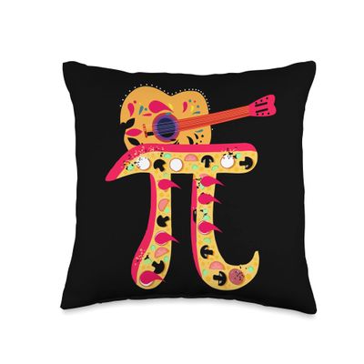 Pi Day Guitar Pizza Mexicain Math Teacher Throw Pillow