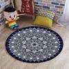 Modern Tribal Office Home Chair Mat Gaming Computer Rolling Chair Mats Round Chair Cushion Non-Slip Low-Pile Hardwood Floor Mats Mandala Exotic Floral Ornament Round,Blue Indigo Diameter 47.2 in view 1