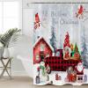 Christmas Red Plaid Truck Shower Curtain, Stall Shower Curtains for Bathroom/Bathtub, Gnomes Snowman Xmas Tree Winter Snowflake Waterproof Fabric Shower Curtain Set with 12 Hooks, Small 36" x 72" view 1