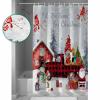Christmas Red Plaid Truck Shower Curtain, Stall Shower Curtains for Bathroom/Bathtub, Gnomes Snowman Xmas Tree Winter Snowflake Waterproof Fabric Shower Curtain Set with 12 Hooks, Small 36" x 72" view 3