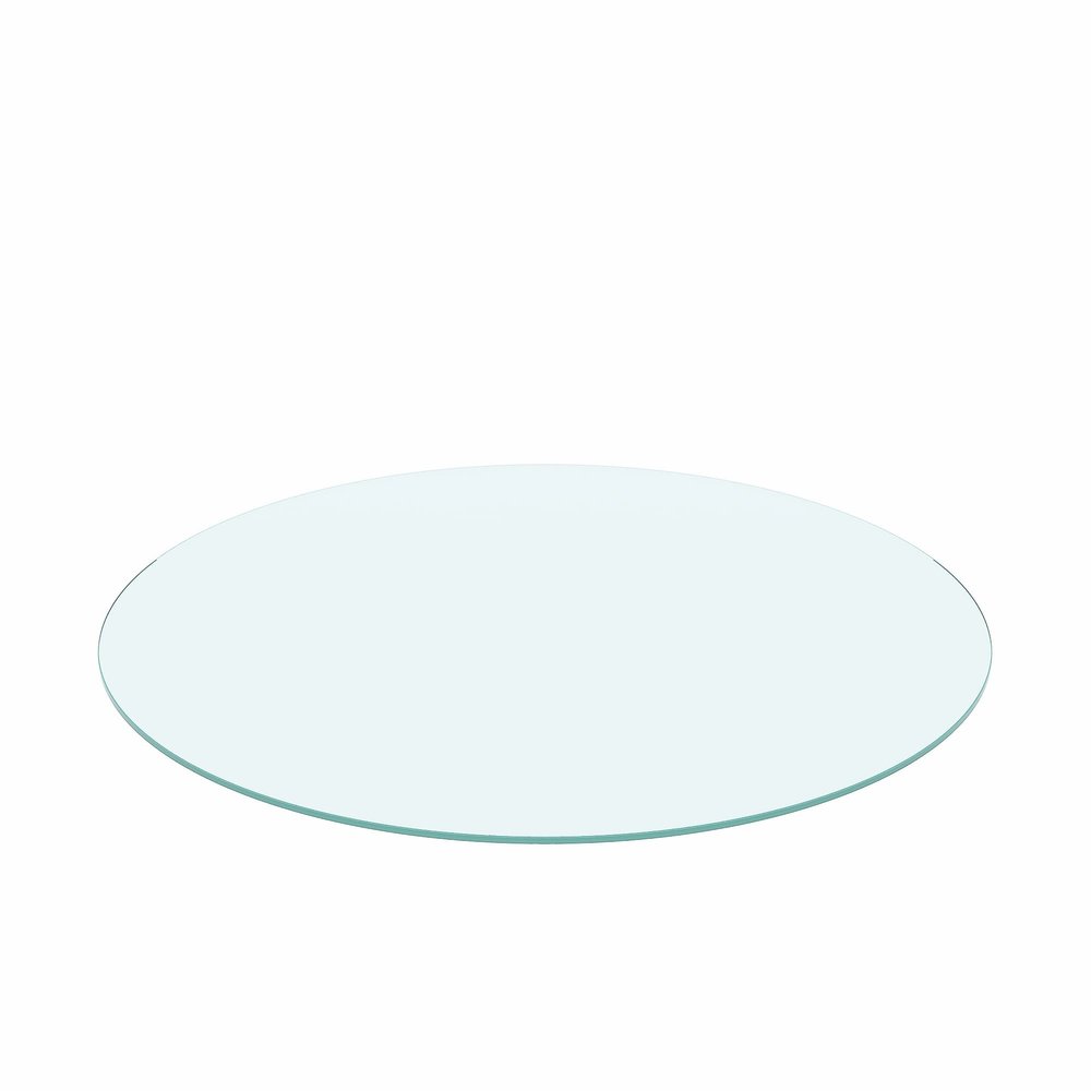24" Inch Round Tempered Glass Table Top Clear Glass 1/4" Inch Thick Flat Polished Edge (1/4" Thick Flat Polished Edge, 24)