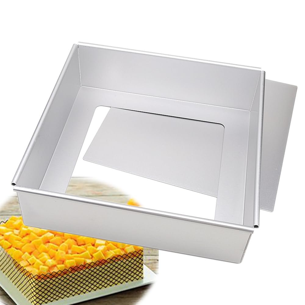 4 to 10 Inch Straight-Sided Square Shape Cake Pans Aluminium Alloy with Fixed or Loose Bottom Chiffon Mold Mousse Tin DIY Bakeware (10 Inch Loose)