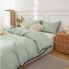 3 Pieces Sage Green Pom Pom Cotton Duvet Cover Set Boho Bedding UO Comforter Cover with 2 Pillowcases, No Filler Included (Sage Green Black Pom Pom, Super King 108" x 108" Inches) view 2